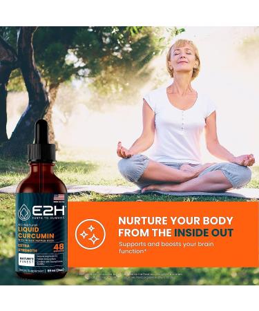 E2H Turmeric Curcumin Drops with Black Pepper - Joint Support - Vegan & Non-GMO - 2 Bottles - Buy Online on GoSupps.com