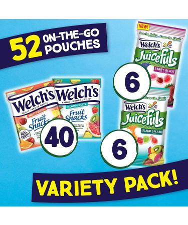 Welch's Fruit Snacks Combo Variety Pack - Juicefuls Berry Blast & Island Splash, Gushers, Island Fruits & Fruit Punch - Pack of 52 Individual Single Serve Bags - 0.9 and 1 oz Sizes - Buy Online on GoSupps.com