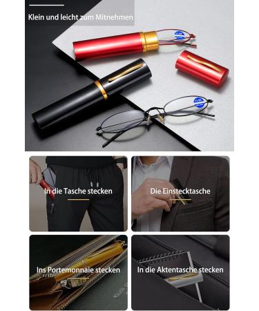 Shop Koosufa Metal Anti-Blue Light Reading Glasses | Ultra-Light Classic Design for Men & Women | Pocket Clip & Etui Included - Available in Various Magnifications - Buy Online on GoSupps.com