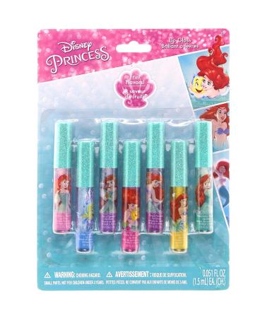 Disney Ariel Kids Washable Lip Gloss Party Favors - Set of 7 Flavors: Cotton Candy, Strawberry, Berry, Bubble Gum, Grape, Lemon, Watermelon - Buy Online on GoSupps.com