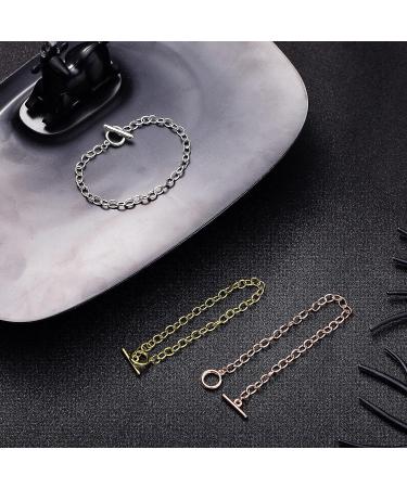 24 Piece Bracelet Chains with Toggle Clasp - DIY Jewelry Making Supplies in Gold, Silver, and Rose Gold - Buy Online on GoSupps.com