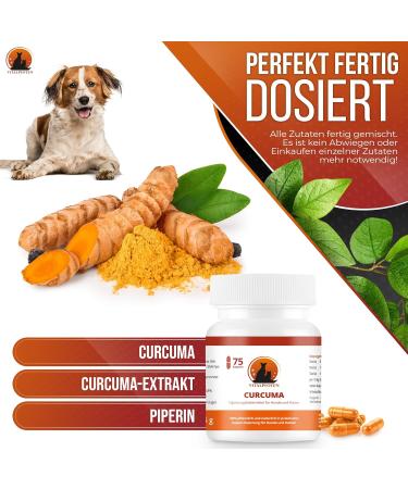 Vital Paws 3x75 Capsules Curcuma for Dogs & Cats - Premium Curcumin & Piperine Supplement Made in Germany High Purity & Quality - Buy Online on GoSupps.com