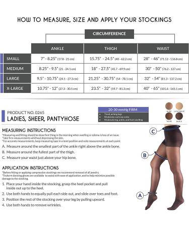 Truform Sheer Compression Pantyhose 20-30 mmHg - Women's Shaping Tights 20 Denier Taupe | Small - Buy Online on GoSupps.com