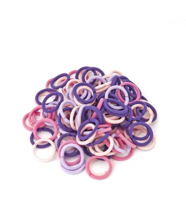 100 Pcs Elastic Hair Ties Mini colorful Hair bobbles for girls Ponytail Holders Baby Hair Bands 10 Colors Toddler Hair Bands (Gradient Purple)