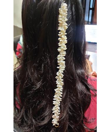 Pretty Charming White Artificial Hair Gajra - Soft Plastic Jasmin Flowers - Buy Online on GoSupps.com