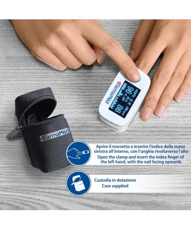 Farmamed 3-in-1 Pulse Oximeter - Professional Oxygen Saturation & Heart Rate Monitor with XXL OLED Display & Protective Case | International Shipping Available - Buy Online on GoSupps.com