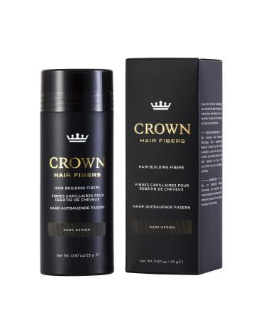CROWN HAIR FIBERS for Thinning Hair (DARK BROWN) - Instantly Thickens Thinning or Balding Hair for Men & Women - 0.87oz/25g Bottle - Best Natural Keratin Hair Loss Concealer 0.87oz/25g Dark Brown