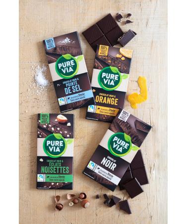 Pure Via Tablette Chocolat Noir la Stevia Sans sucre ajout quitable 100g - Buy Online on GoSupps.com
