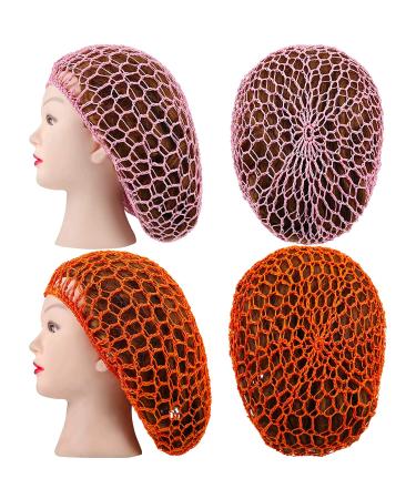 3-Piece Mesh Hair Net Rayon Crochet Snood Hat Set in Orange Red Pink Rose - Buy Online on GoSupps.com