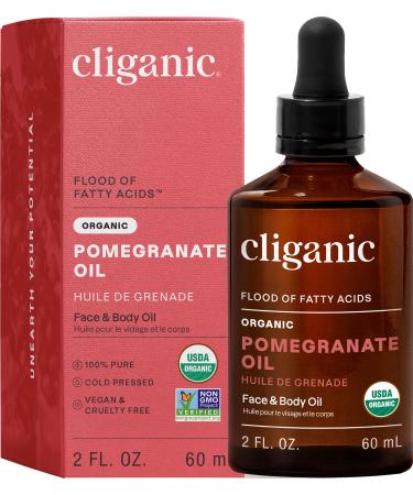 Cliganic Organic Pomegranate Seed Oil 100% Pure (2oz) - For Face Skin | Natural Cold Pressed Unrefined 2 Fl Oz (Pack of 1)