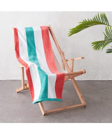 Amazon Basics Oversized Premium Cotton Beach Towel 2-Pack - Coral/Turquoise Pop Stripe - 36 x 72 - Extra Large Towels - Buy Online on GoSupps.com