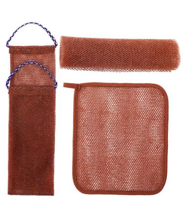 PLAFOPE 1 Set Bath Towel Exfoliating Washcloth African Net Cloth Body Scrubber Exfoliator Towels Brown Nylon