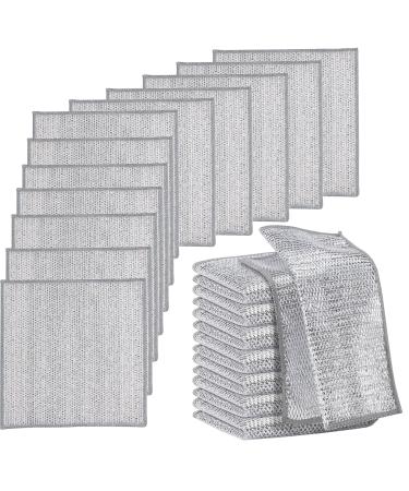 12 PCS Wire Dishwashing Rag Multipurpose Wire Dishwashing Rags for Wet and Dry Reusable Non Scratch Wire Dish Washing Rag Wire Dish Cloths for Kitchen Bathroom for Dishes Sinks Counters Stove Tops