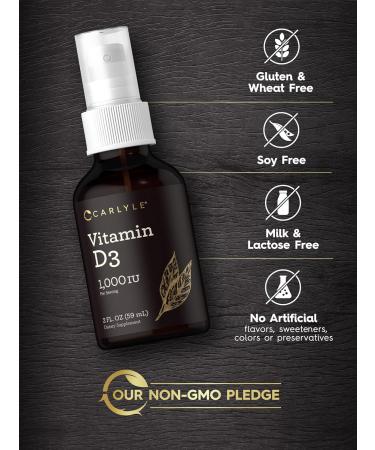 Carlyle Vitamin D3 1000IU Liquid Spray | 4 FL Oz (2 x 2 fl oz) | 2 Pack | Vegetarian Non-GMO Gluten Free Supplement - Buy Online on GoSupps.com