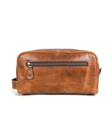 Aaron Leather Goods Brown Leather Toiletry Bag 10.5 Inch - Unisex Travel Organizer - Buy Online on GoSupps.com