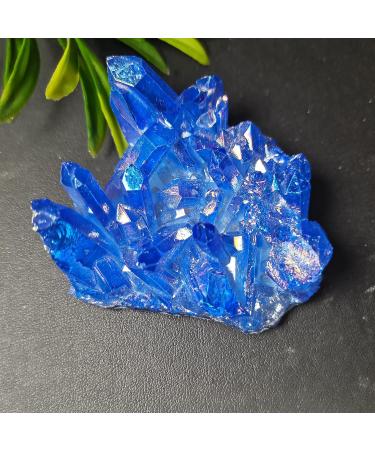 Natural Crystal Rough Home Decoration Crystal Cluster Specimen Blue Angel Aura Flower Natural Electroplating Gemstone Quartz Cluster Stones (Size : 90-110) - Buy Online on GoSupps.com