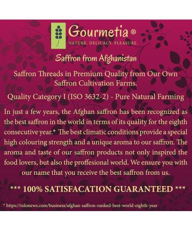 Gourmetia Premium Quality Saffron Threads 1g - Category I Superior ISO 3632-2 - Buy Online on GoSupps.com