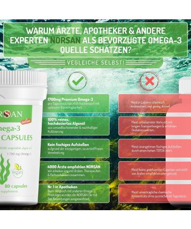 Norsan Premium Omega 3 Vegan Capsules 2 Pack - 1 700mg Omega 3 Daily Dose 420mg EPA & 840mg DHA Sustainable Algae Oil - Buy Now! - Buy Online on GoSupps.com