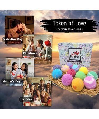 Love Insignia Bath Bombs - 12 Premium Handmade Organic Bath Bombs for Women, Shea & Cocoa Butter, Pure Essential Oils - Bubble & Spa Bath Gift Set for Mothers Day & Birthday - Buy Online on GoSupps.com