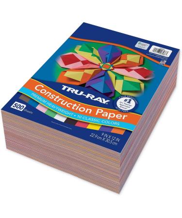 Tru-Ray Heavyweight Construction Paper Bulk Assortment - 10 Assorted Colors - 500 Sheets 9x12 - Buy Online on GoSupps.com