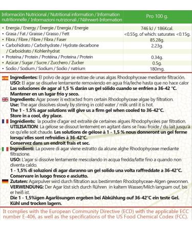 Agar agar powder 500 gr - Natural vegetable thickener and gelling agent - Buy Online on GoSupps.com