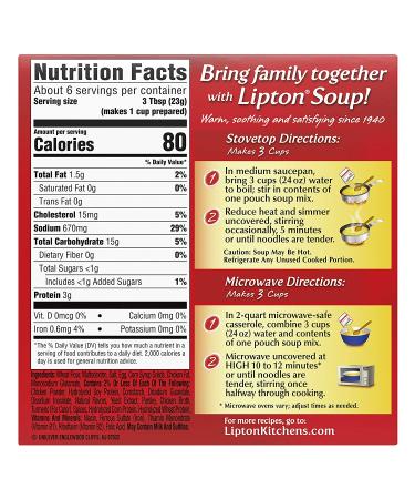 Lipton Soup Secrets Extra Noodle Soup Mix with Real Chicken Broth Flavor 4.9 oz 2 ct - Pack of 12 - Buy Online on GoSupps.com