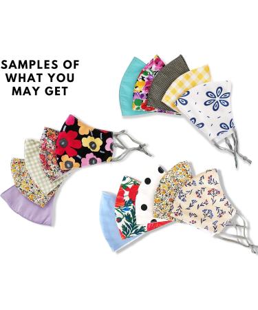 Stylish Reusable Cotton Face Masks for Women with Filter Pocket - Pack of 5 | Handmade Floral Pattern Designs | Adjustable Ear Straps - Buy Online on GoSupps.com