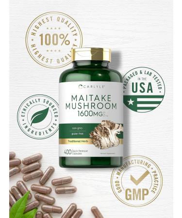 Carlyle Maitake Mushroom Capsules 1600mg 400 Count - Non-GMO & Gluten Free Supplement - Buy Online on GoSupps.com