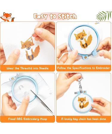 WATINC 5Pcs Embroidery Kit for Kids - DIY Cross Stitch Key Chain with Woodland Animal Patterns - Needlepoint Starter Kit for Beginners and Adults - Buy Online on GoSupps.com