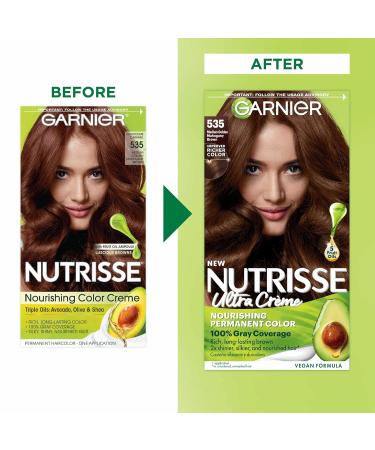 Garnier Nutrisse 535 Medium Golden Mahogany Brown Hair Dye - Nourishing Creme, Permanent Color - 1 Count - Buy Online on GoSupps.com