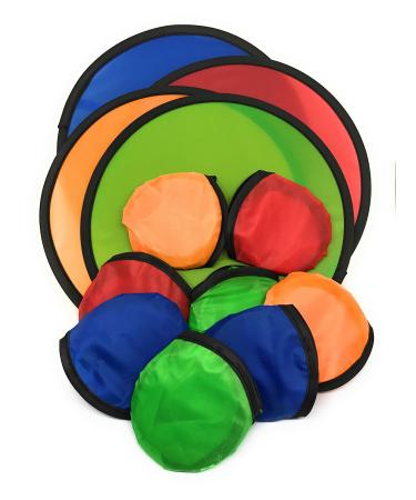 SVT Bulk 12 Pack Foldable Flying Disc or Fan with Storage Bag Assortment - 9.5" Folding Frisbees in Four Exciting Colors
