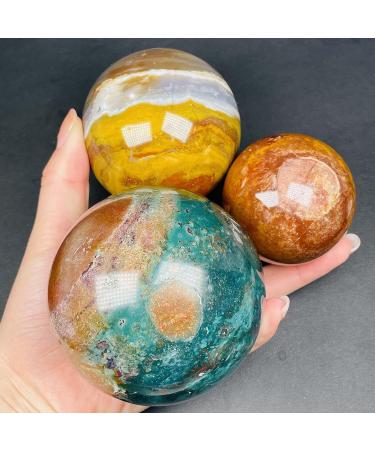 Natural Crystal Rough Gemstones for Decoration Natural Ocean Jasper Sphere Quartz Crystals Gemstones Ball Reiki Fine Home Decoration Aura Crystal Reiki Crystal Stone (Size : 55-60mm) - Buy Online on GoSupps.com