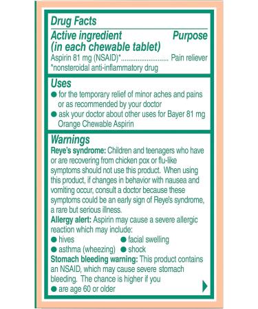 Aspirin Regimen Bayer 81mg Chewable Tablets Orange Flavor 36 Count (12 Pack) - Buy Online on GoSupps.com