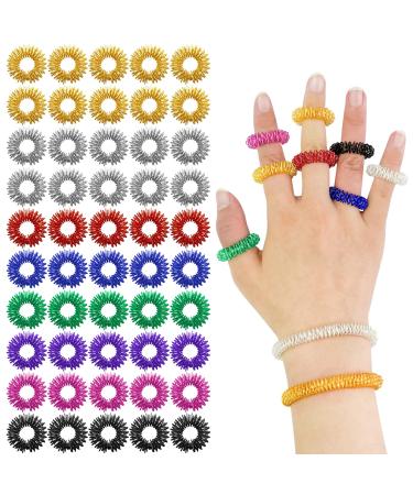 Mis.moon 52 pieces finger massage ring set 8 colors spiky sensory finger rings anti -stress acupressure rings quiet stress reducer and massage 8 colors - 52 pieces - Buy Online on GoSupps.com