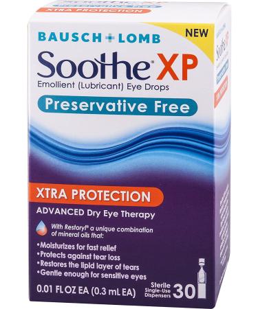 Bausch & Lomb Soothe XP Eye Drops | Preservative-Free Lubricant Relief for Dry Eyes | 30 Single Use Dispensers - 0.3 mL - Buy Online on GoSupps.com