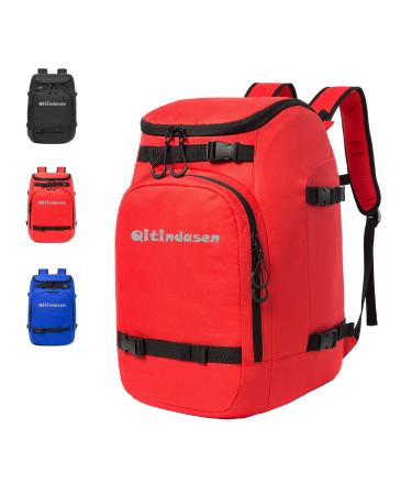 qitindasen Ski Boot Bag Ice Skate Bag 50L Ski Boot Travel Backpack for Ski Helmet Goggles Gloves Skis Snowboard& Accessories red