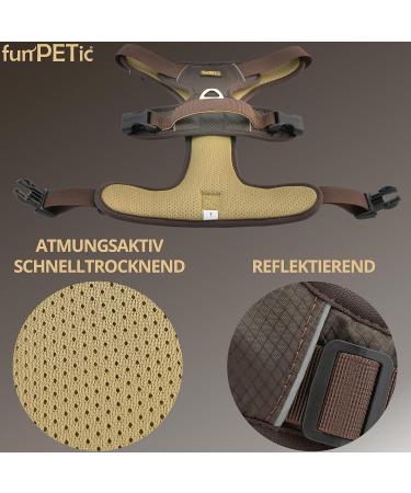 Funpetic Dog Harnesses 2022 - Reflective Padded Breathable Anti-Train Dishes for Small Medium & Large Dogs (XS) - Brown - Buy Online on GoSupps.com