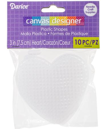 Darice 10-Piece Heart Plastic Canvas Shape  3-Inch  Clear
