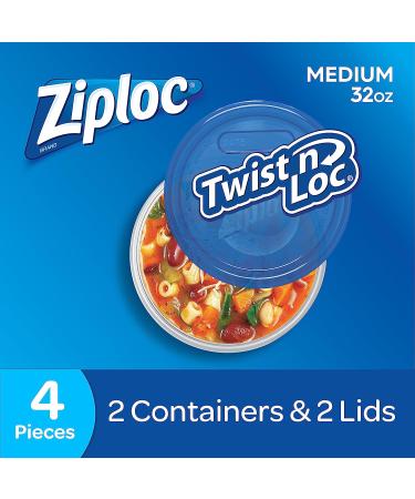 Ziploc Twist 'n Loc Medium Round Containers - Pack of 2 | Food & Travel Storage | Dishwasher Safe - Buy Online on GoSupps.com