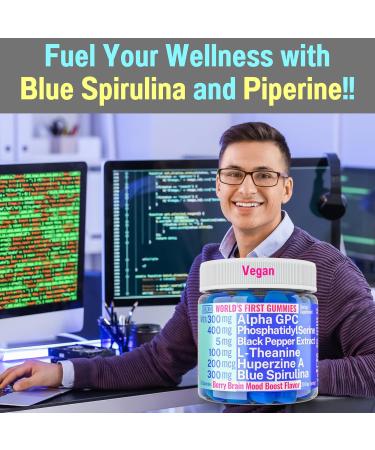 Alpha GPC Huperzine A PhosphatidylSerine L-Theanine Blue Spirulina Bioperine Gummies Alpha-GPC Huperzine-A Phosphatidyl Serine L Theanine Supplement Powder Capsules Tablets Liquid Supplements Alt - Buy Online on GoSupps.com