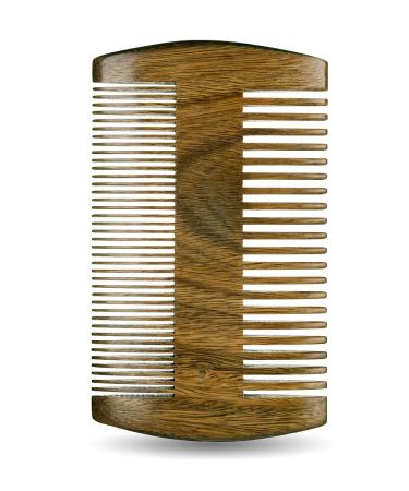 Sandalwood Beard Comb for Men | Handmade Fine & Wide Tooth Wooden Comb - Premium Pocket Size in Leather Case by Hunter Jack - Buy Online on GoSupps.com