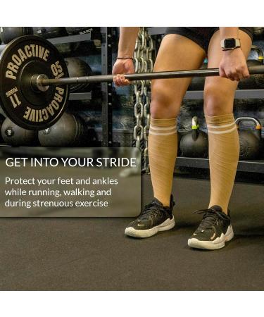 360 RELIEF - Flight Compression Socks Supports | Blood Circulation Travel Work S-M Beige with 2 White lines - Buy Online on GoSupps.com