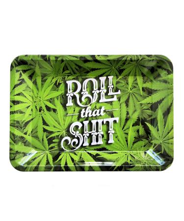 Dragon Rolling Tray with Round Edges,Small Mini Rolling Tray 7"x4.9"(Green Leaves) 420 Green