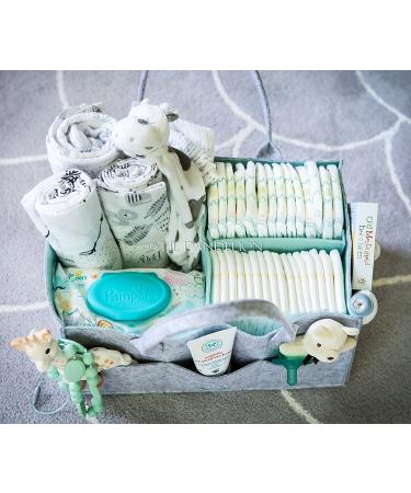 Baby Diaper Caddy Organizer - Large Portable Nursery Storage Bin for Boys and Girls | Travel Car Organizer - Newborn Registry Essential (Blue) - Buy Online on GoSupps.com