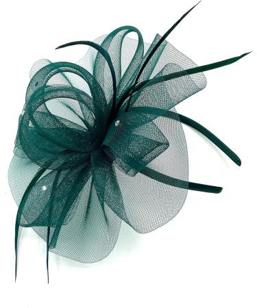 Ladies Large Feather Aliceband / Clip Fascinator Weddings Races Royal Ascot Hair Piece Womens Hat (Green) - Buy Online on GoSupps.com