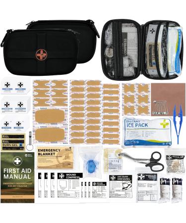 Rhino Rescue Mini First Aid Kit - Small Waterproof Portable Emergency Essentials for Camping Travel Car & Home - Ideal for Students & Outdoor Adventures (Black) - Buy Online on GoSupps.com