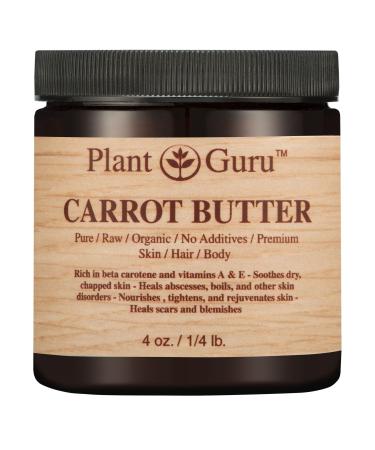 Carrot Butter 4 oz. 100% Pure Raw Fresh Natural Cold Pressed. Skin Body and Hair Moisturizer DIY Creams Balms Lotions Soaps. 4 Ounce (Pack of 1)
