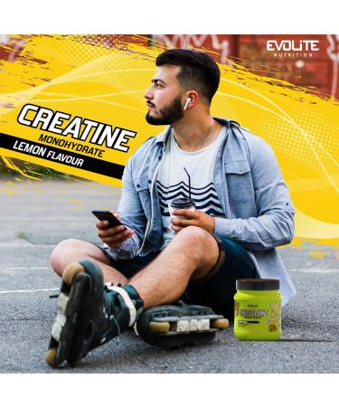 Evolite Nutrition Creatine Monohydrate 500g - Flavored Creatine Powder for Pre Workout Boost - Lemon Taurine - Best Creatine Supplement - Buy Online on GoSupps.com