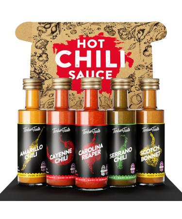 Timber Taste Chili sauce gift set 5 x 40ml |Offroad hot sauce chili set |Sharp sauces gift set |Gifts for men & women |Susses gift set Father's Day |Chili sauces spices off -road hot chili sauce - Buy Online on GoSupps.com