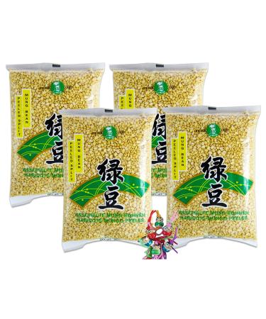 yoaxia - Pack of 4 - 4x 400g peeled mung beans / mung beans / peeled split mung bean + a small lucky charm for free